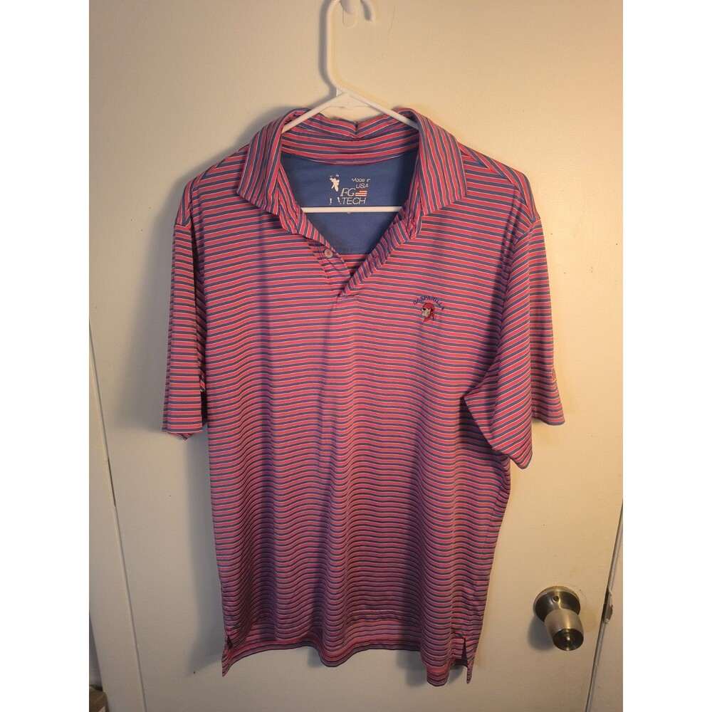Fairway Greene FG Tech Golf Polo Shirt Mens M Gasparilla Inn Pirate Stripe USA